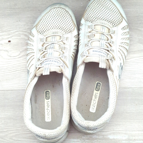 Skechers flex white women's slipon shoes - Picture 1 of 5